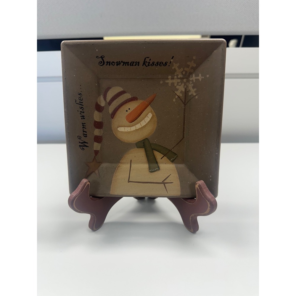 Hearthside Collection Barbara Lloyd Snowman Kisses Decorative Plate 31485 Brown